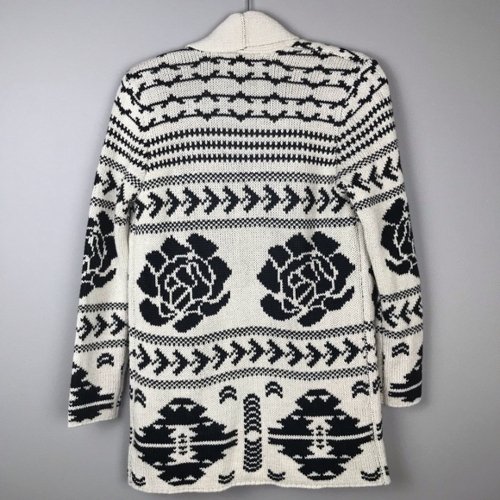 BB DAKOTA Rose Knit Cardigan white black NWT